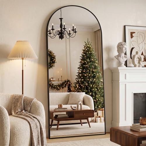 Full Length Mirror, 76" x 34" Arched Full Body Mirror Large Standing Floor Mirrors, Mirrors for Bedroom, Bathroom, Living Room Standing or Wall Leaning, Black - color: Black, size: 76"L x 34"W