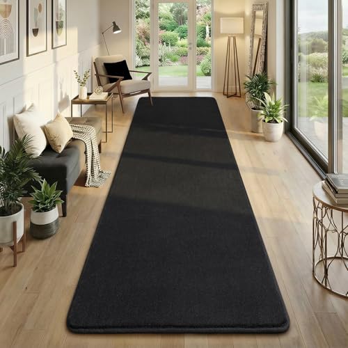Amearea Modern Soft Hallway Runner Rug, 3x8 Feet Long Runners for Hallways - color: Black, size: 3' x 8' (Runner)