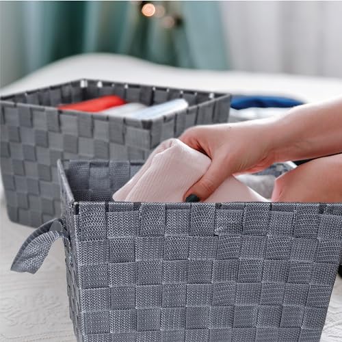 Brookstone Woven Shelf Basket Organize for Shelves, Storage Basket for Organizing Home, Pantry Organizers and Storage Bins - 2 Pack - Dark Grey - color: Dark Grey