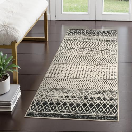2x4 Washable Rugs for Entryway, Black Boho Bathroom Runner Rug - color: Black, size: 2' x 4' (Rectangular)