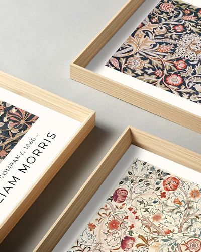 HesenDot William Morris Vintage Framed Wall Art, Floral Canvas Prints - color: Framed William Morris, size: 16"L x 12"W