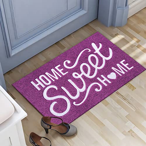 AAZZKANG Purple Door Mat Non Slip Rubber Doormat Easy to Clean Home Sweet Home Welcome Entrance Mats - color: Purple, size: 18" x 28" (Rectangular)
