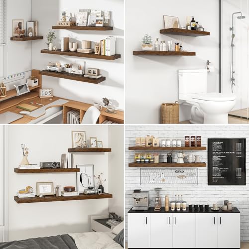 RICHFOCUS 72Inch Floating Shelves for Wall 2Pack|Rustic Brown|8" D - color: Rustic Brown, size: 72"L x 8"D, Set of 2