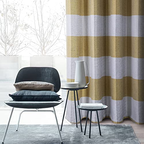 always4u Yellow Check Curtains Plaid Farmhouse Window Curtains Grommet Drapes for Living Room Bedroom 2 Panels 54 * 84 Inches - color: Yellow, size: 54"W x 84"L (Pack of 2)
