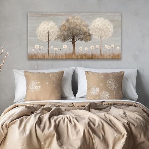 Grey Dandelion Wall Art Prints 20"x40" Tree Of Life Wall Art For Bedroom - color: IU1A, size: 40"L x 20"W
