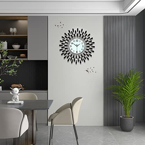 Large Wall Clocks for Living Room Decor Big Modern Silent Clock - color: Black, size: 24 inch