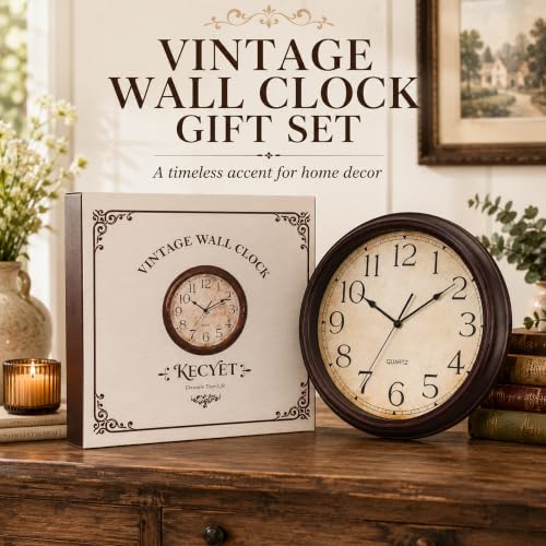KECYET Wall Clock 10" Battery Operated Silent Vintage (Bronze) - color: C_light Bronze, size: 10 Inch