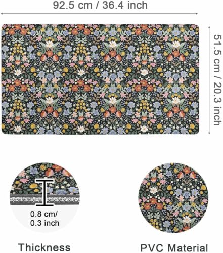 Kitchen Floor Mat 36x20in Waterproof Anti-Fatigue Kitchen Mats - color: Black Flower Clusters