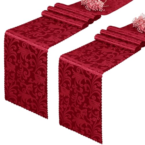 Red Satin Table Runner 12 x 108 Inch, 2 Pack - color: Red, size: 2 Pcs