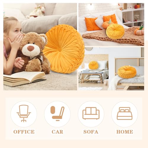 Drydiet 1 Pcs Round Pumpkin Throw Pillow Fall Pillow(Yellow,15'') - color: Yellow, size: 15''
