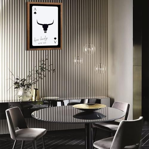 Western Cowboy Canvas Wall Art, Retro Western Aesthetic Pictures Wall Decor, Trendy Longhorn Bull Pattern, Suitable for Living Room Bedroom Office Rustic Home Decor 24x16in Wood Framed - color: Black Lucky, size: 24"L x 16"W