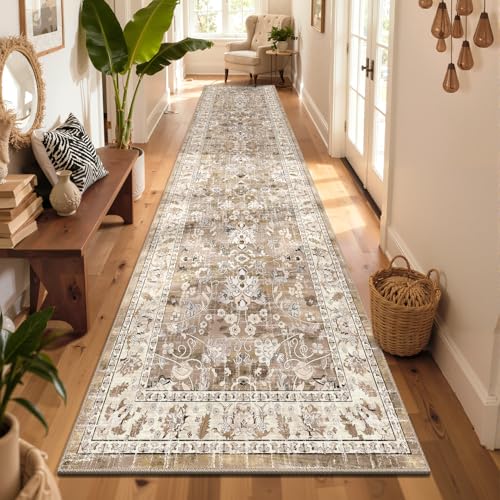 LOKHOM 3x12 Long Hallway Runnner Rug, Non-Slip Washable Rugs, Beige - color: Beige Brown, size: 3' x 12' (Runner)