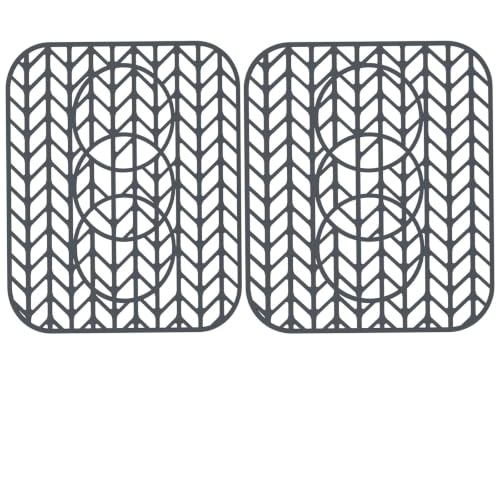 AWOKE Sink Protectors for Kitchen Sink - 13.6"x 11.6" Sink Mat - Heat-resistant Easy-clean Silicone Sink Mat - for Protection of Stainless Steel Sink with 3 Reserved Holes Pack of 2 - size: 13. x 11.6 2PCS