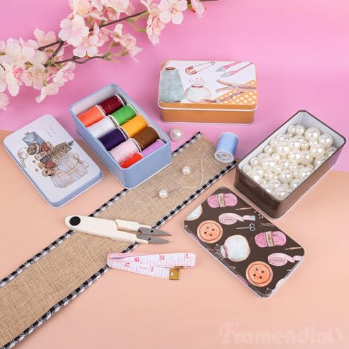 Framendino, 5 Pack Mini Tinplate Tin Boxes Trinket Jewelry Coin Containers for Jewelry Storage Case (Random Color) - color: Sewing