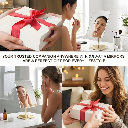 MIRRORVANA Large Free Standing Mirror, Frameless, 9.8" x 7" (Gold) - color: Gold
