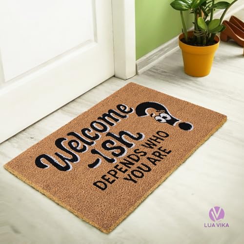 Funny Coir Door Mats Outside and Inside, Welcome, 17 x 30 in - color: Welcome
