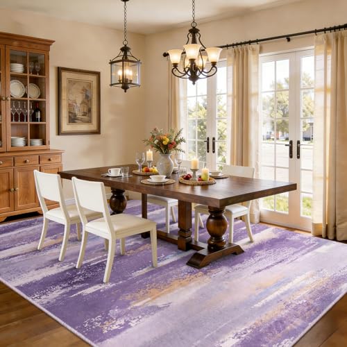 9x12 Area Rugs for Living Room, Modern Abstract Rugs, Purple - color: Purple, size: 9' x 12' (Rectangular)