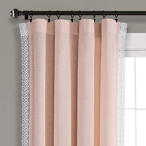 Lush Decor Rosalie Light Filtering Window Curtain Panel Set- Pair- Vintage Farmhouse & French Country Style Curtains - Timeless Dreamy Drape - Romantic Lace Trim - 54" W x 84" L, Blush - color: Blush, size: 54"W x 84"L (Pack of 2), style: Window Panel