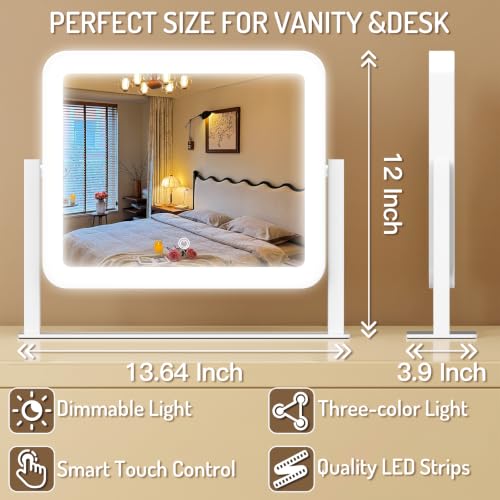 CraftCraze Makeup Mirror with Lights Vanity Mirror Dimmable|14"x12" White - color: White, size: 12"L x 14"W