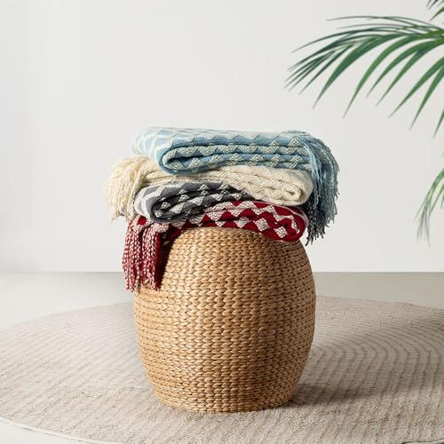 Double Diamond Acrylic Knitted Throw Blanket, Blue, 50x60 - color: Blue