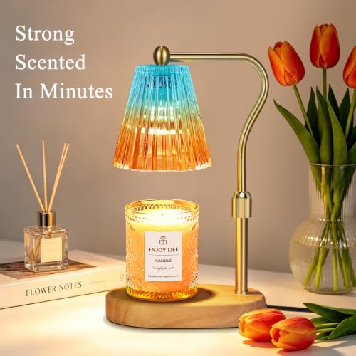 seenlast Blue Red Candle Warmer Lamp with Timer Dimmer Adjustable Height,Mothers Day Gifts,Electric Wax Warmer Vintage Home Decor for Scented Jar Candles,Birthday Gifts for Women - color: Blue Red