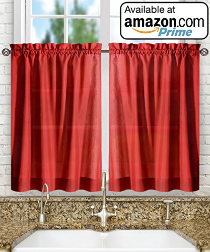 Ellis Curtain Stacey 54-by-13 Inch Ruffled Filler Valance (Red) - color: Red