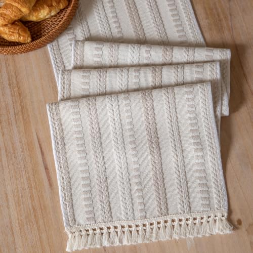 Caflife Light Khaki and Beige Woven Rustic Boho Table Runner 72 Inchs Long - color: Light Khaki, size: 13x72Inch