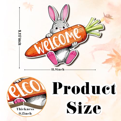 Farmhouse Decor Rustic Welcome Sign, Bunny Welcome Carrot Sign, Easter Bunny Decorations, Watercolor Farm Animal Wall Art Painting Style, Cute Spring Door Sign for Porch or Entryway, 11.8x9 Inches - color: Farm 14
