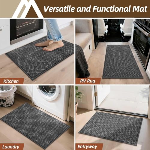 COSY HOMEER Dirt Trapper Door Mat 17"x30" Non Slip Washable Dark Grey - color: Dark Grey, size: 17" x 30"