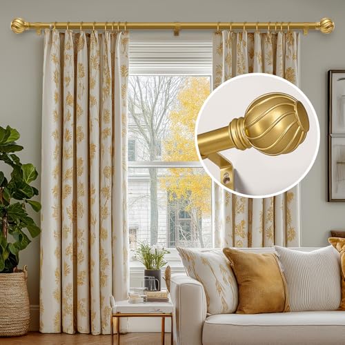 Gold Curtain Rods for Windows 28 to 48 Inch 7/8" Diameter Small - color: Gold, size: 18"-60"|1 Pack