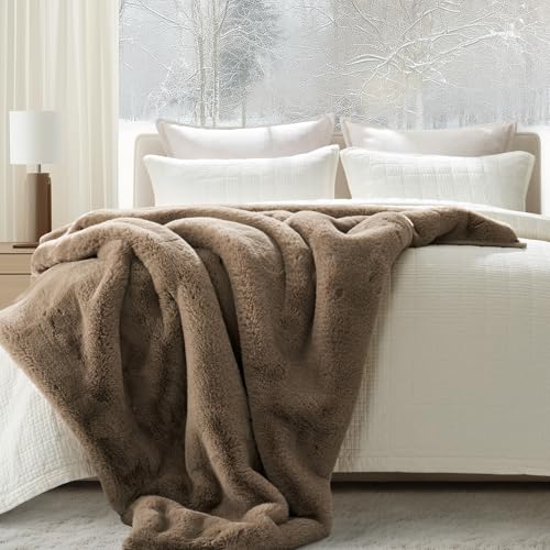 EverGrace Faux Chinchilla Fur Throw Blanket, 50"x60", Tawny Mink - color: Tawny Mink, size: 50"x60"