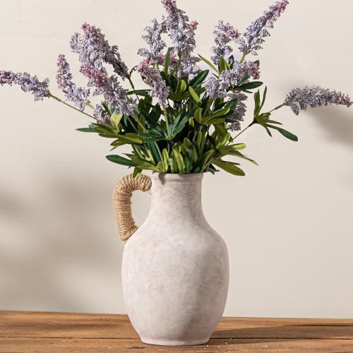 Vanselia Ceramic Flower Vase Home Table Decor Living Room Farmhouse 10 in - color: 10" With Hemp Rope