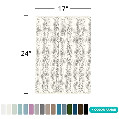 Turquoize Small Bathroom Rug 17x24, Soft Absorbent Chenille Bath Rug, Cream - color: Cream, size: 17" x 24"