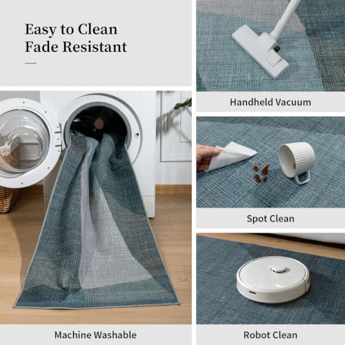 YIHOUSE Hallway Runner Rug, Machine Washable Non-Slip Low Pile,Blue,2x6 ft - color: Blue, size: 2' x 6' (Rectangular)
