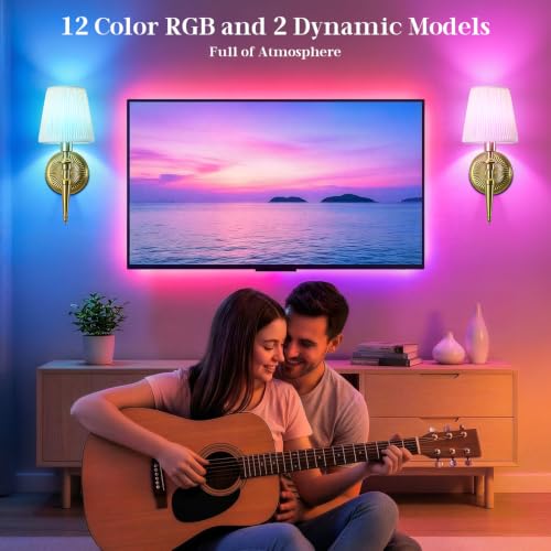 Battery Operated Wall Sconces Set of 2, Wireless Wall Lights with 12 RGB Colors and 3CCT Dimmable, Small Fabric LED Wall Lamps for Bedroom, Living Room, Hallway, Brass - color: Brass