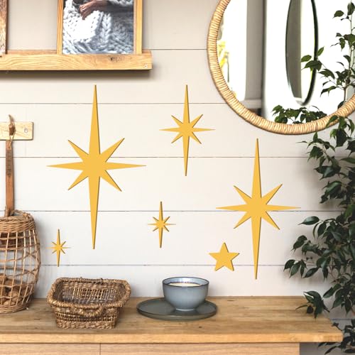 Gold Star Wall Decor MCM Iron Starburst Art Decoration Christmas Stars Sign - color: Metal Golden Star