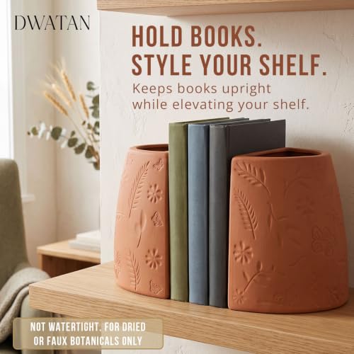 Bookends for Shelves, Set of 2 Terracotta Decorative Book Ends