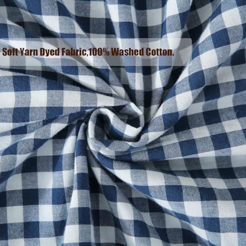 Silnuo Navy Blue/White Gingham Plaid Ruffled Pillow Covers Queen Size - color: Navy Blue Plaid, size: Queen (20" x 30") - Set of 2