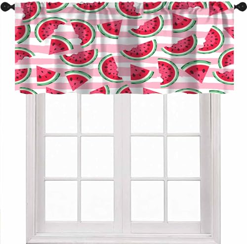 Watermelon Valance Curtains, Pink Summer Fruit Seasonal Rustic Farmhouse Window Curtain Valances for Kitchen Dinning Room Living Room Bedroom 1 Panel, 54x18 Inch - color: Fruit-16, size: 53"W x 18"L (Pack of 1)