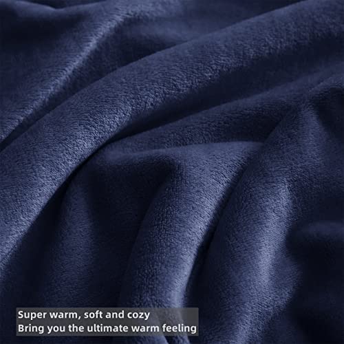KMUSET Fleece Blanket Throw Size Navy Lightweight Super Soft Cozy Luxury Bed Blanket Microfiber Factory Shop - color: Navy, size: Throw(50"x60")