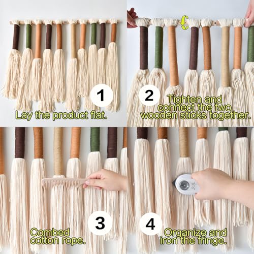 Jakalin Macrame Wall Hanging Handmade Yarn Fiber Art Boho Decor 27"Wx 22"L - color: Ivory Colorful