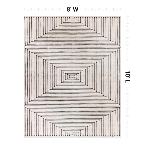 Rugshop Bohemian Stripes Marbella Non-Slip Washable Area Rug Beige 8' x 10' - color: Beige, size: 8' x 10' (Rectangular)