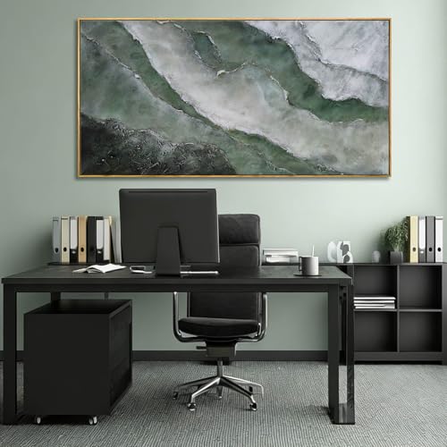Green and White Abstract Wall Art 29x58 Inch, Large Framed Canvas Painting with Wooden Frame, Modern Abstract Wall Decor for Living Room Bedroom Dining Room or Office - color: Sage Green, size: 58"L x 29"W