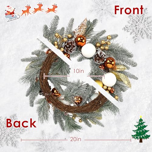 Christmas Wreaths for Front Door Decor Flower, 20" Winter Berries - color: Wreaths 3