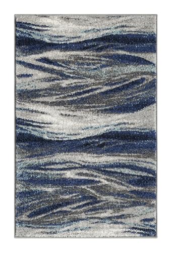 Keen Home Design Abstract Non-Shedding Entryway Rug, Soft Thick Pile, 2x3 - color: Skrik Navy, size: 2' x 3' (Rectangular)