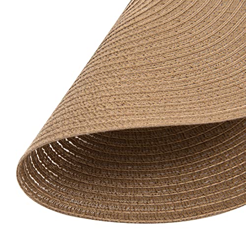 SHACOS Round Braided Placemats Set of 6 Washable Cotton Polyester 15 inch Round Table Place Mat for Dining Table (Brown, 6) - color: Brown, size: Set of 6