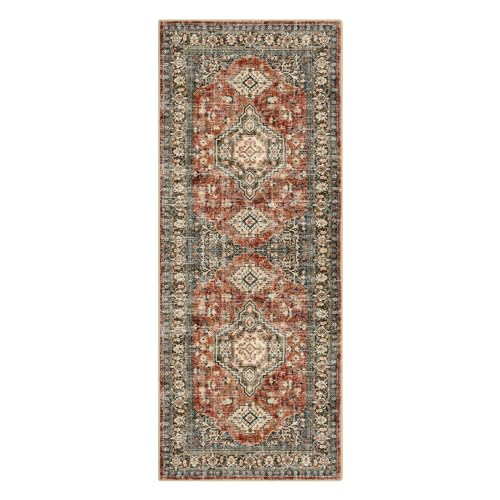 Lahome Oriental Kitchen Runner Rug Non Slip, 2x5 Washable Hallway Runner - color: Brick Red, size: 2' x 5' (Runner)