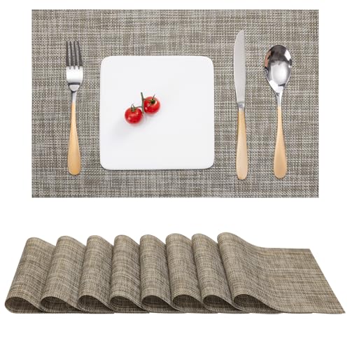 Myir JUN Placemats Set of 8 Kitchen and Dining Table Placemats - color: Caramel, size: Set of 8