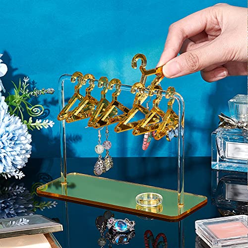 PH PandaHall Earring Holder Stand, Cloth-Horse Shape Jewelry Display Gold Dangle Earring Hanging Organizer Acrylic Ear Studs Display Rack for Retail Show Personal Exhibition, 2.3x5.9x4.2inch - color: Gold