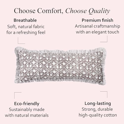 CPC Mocha Regal Block Print Ruffle Sham Pillow Cover 14x36 Inch, Pack of 1 - color: Mocha Regal, size: 36" x 14" (Pack of 1)